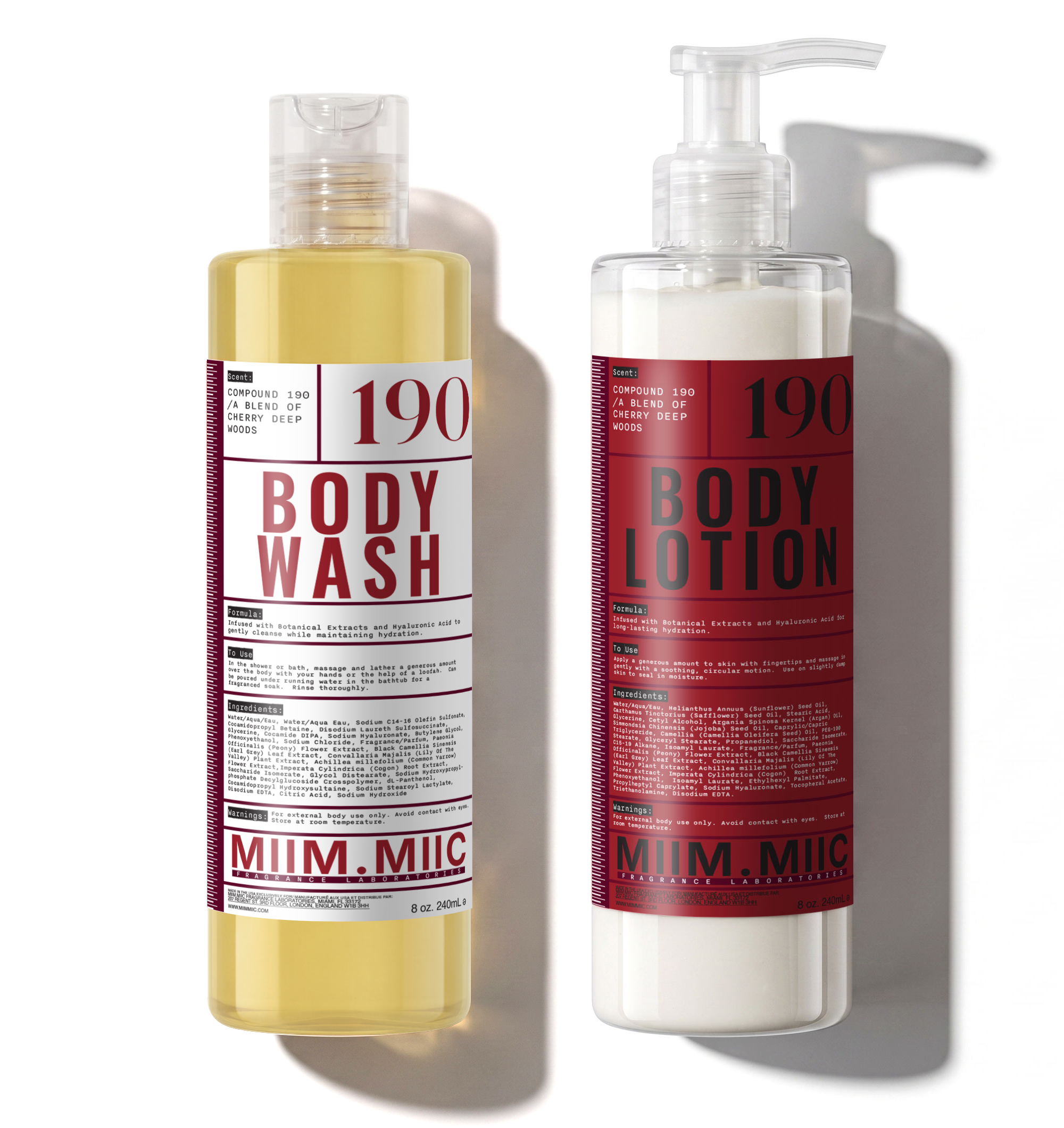 No 190 CHERRY DEEP WOOD Body Wash & Lotion Duo Set – MIIM.MIIC