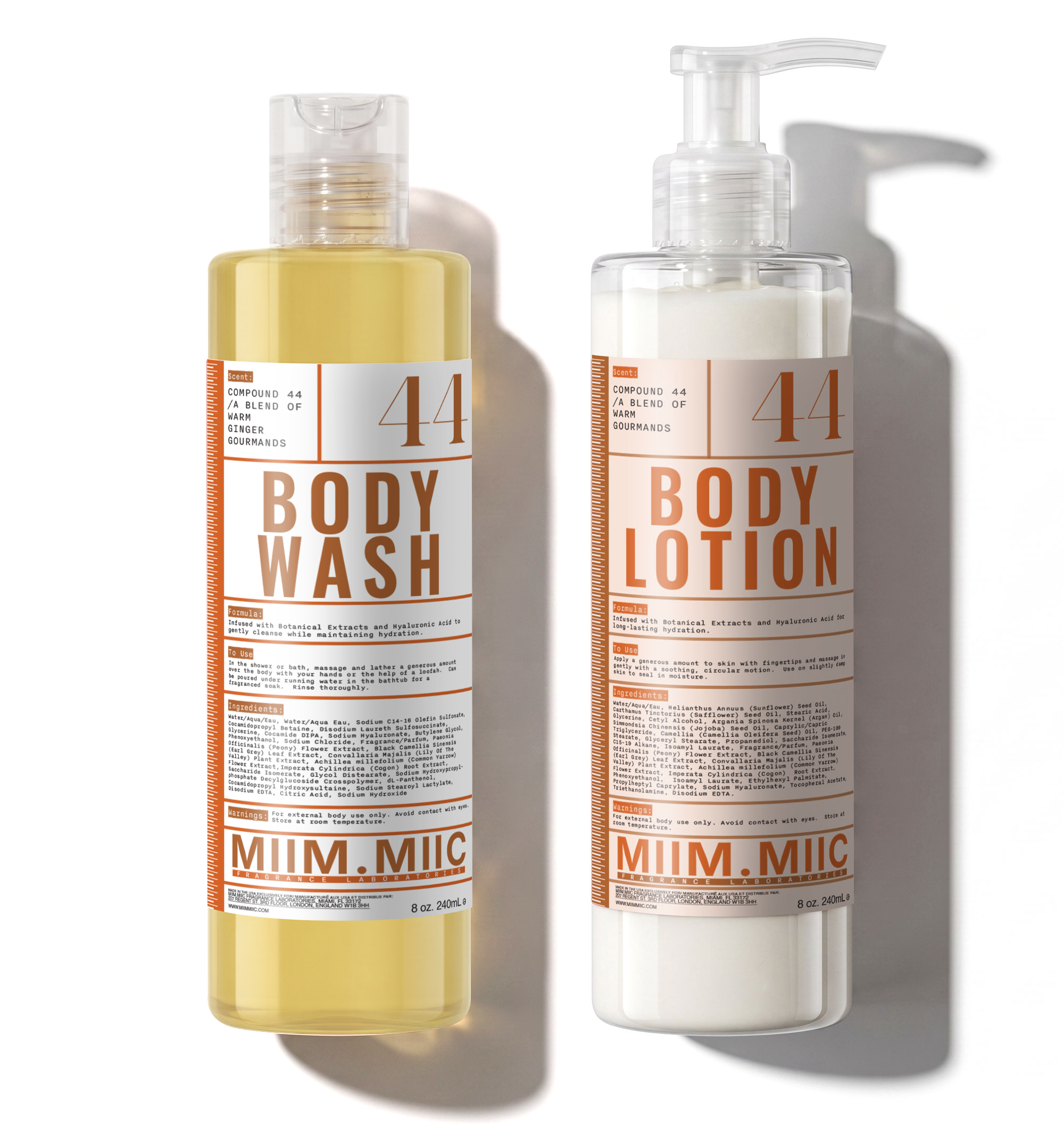 No 44 WARM GINGER GOURMAND Body Wash & Lotion Duo Set – MIIM.MIIC