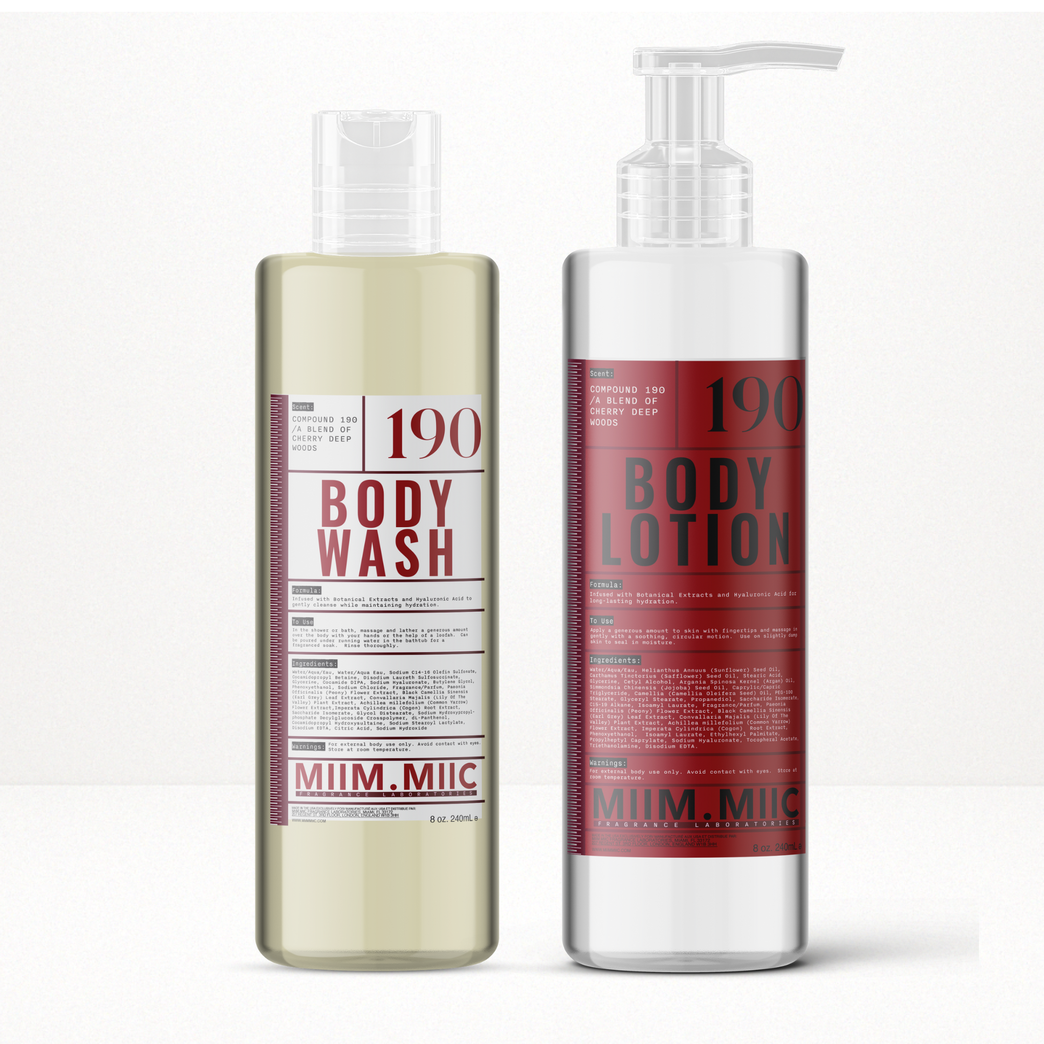 No 190 CHERRY DEEP WOOD Body Wash & Lotion Duo Set – MIIM.MIIC