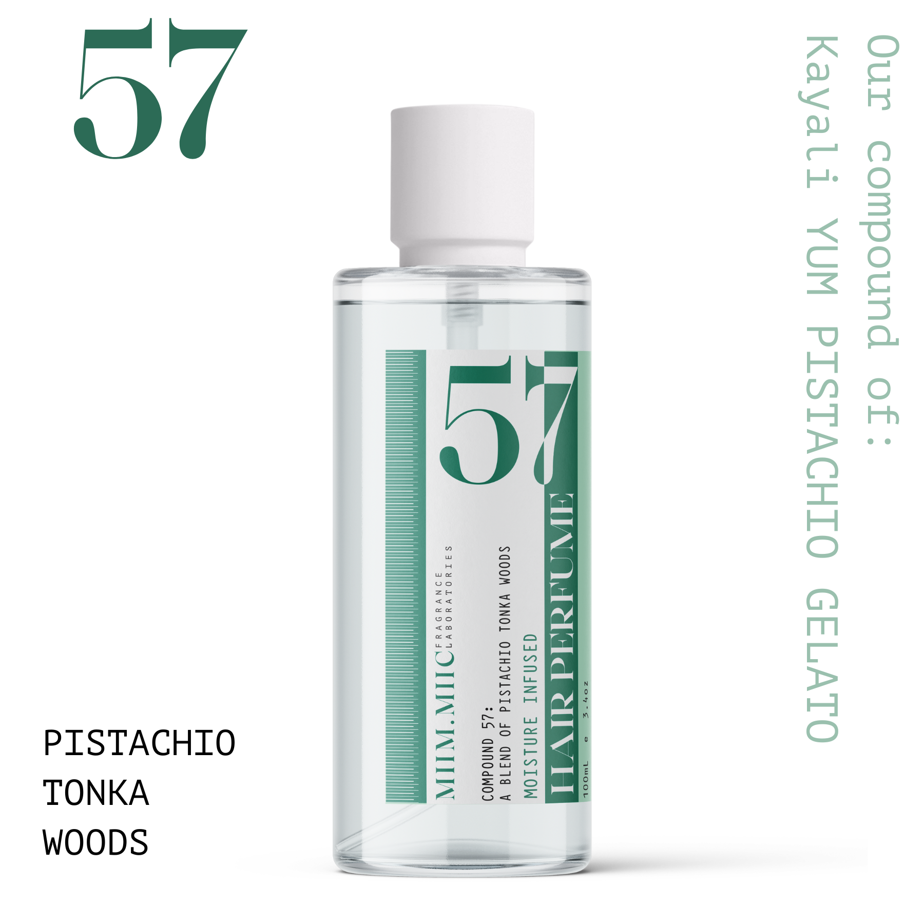No 57 PISTACHIO TONKA WOOD Soft Touch Hair Perfume – MIIM.MIIC