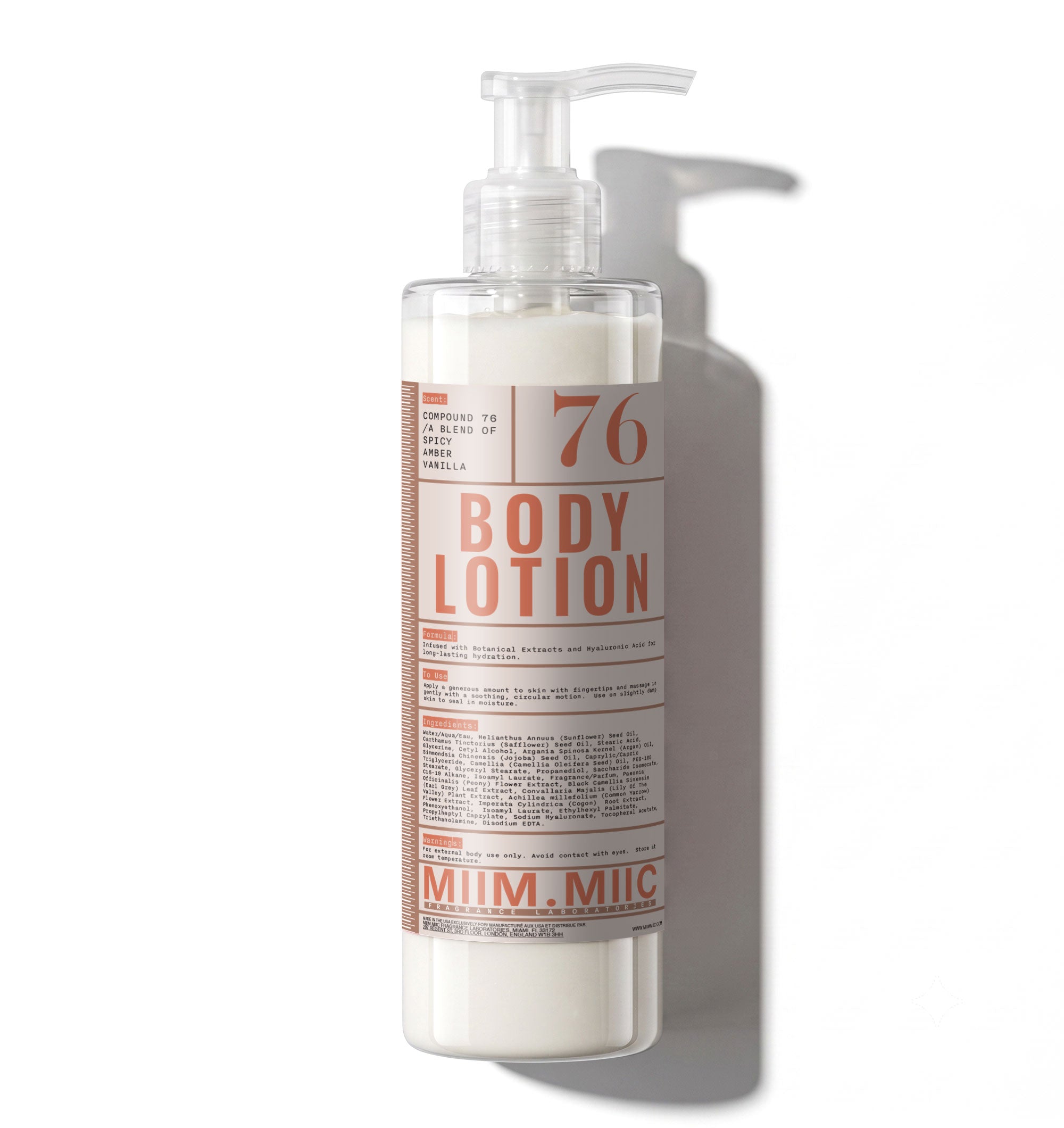 No 76 SPICY AMBER VANILLA Moisture Lock Body Lotion – MIIM.MIIC