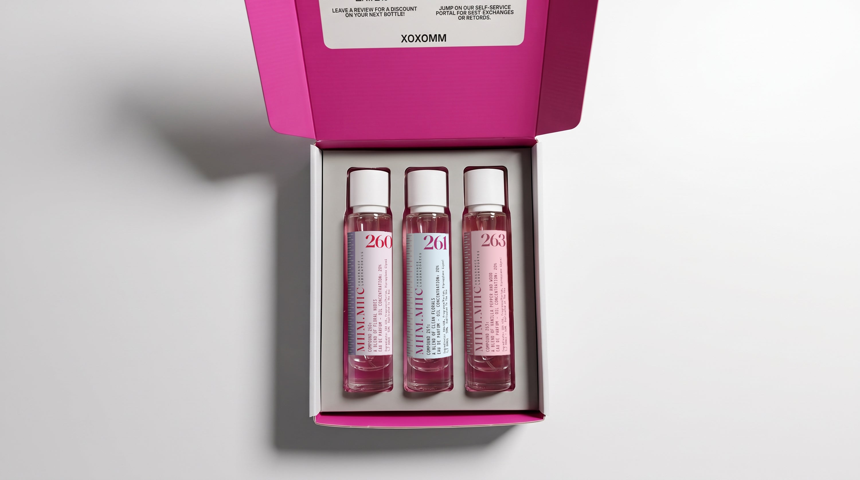 MIIM.MIIC trio set — compounds 260, 261 and 263 in a pink gift box
